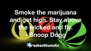 Smoke the marijuana and get high. Stay above the wicked and fly. - Snoop Dogg
