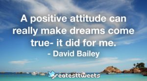 A positive attitude can really make dreams come true- it did for me. - David Bailey