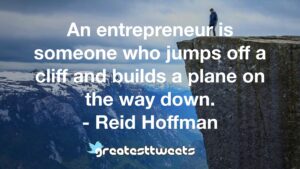 An entrepreneur is someone who jumps off a cliff and builds a plane on the way down. - Reid Hoffman