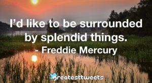 I’d like to be surrounded by splendid things. - Freddie Mercury
