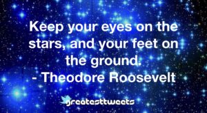 Keep your eyes on the stars, and your feet on the ground. - Theodore Roosevelt