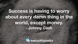 Success is having to worry about every damn thing in the world, except money. - Johnny Cash