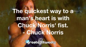 The quickest way to a man's heart is with Chuck Norris' fist. - Chuck Norris