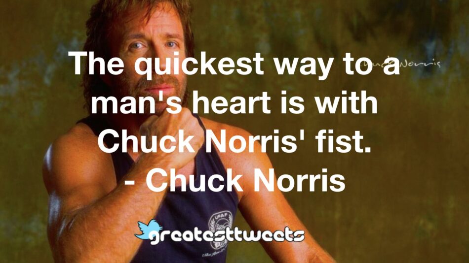 The quickest way to a man's heart is with Chuck Norris' fist. - Chuck Norris