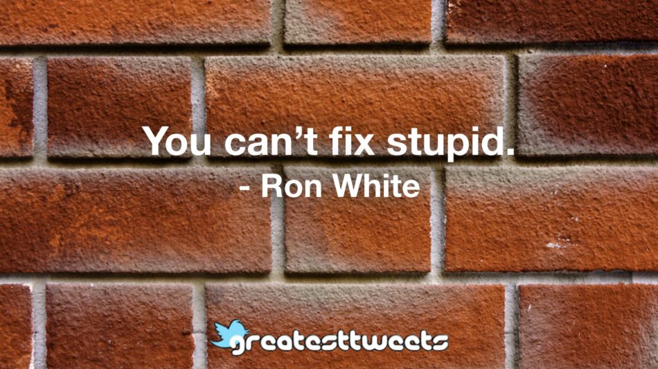 You can’t fix stupid. - Ron White