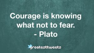 Courage is knowing what not to fear. - Plato