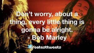 Don’t worry, about a thing, every little thing is gonna be alright. - Bob Marley