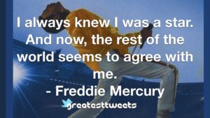 I always knew I was a star. And now, the rest of the world seems to agree with me. - Freddie Mercury