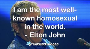 I am the most well-known homosexual in the world. - Elton John
