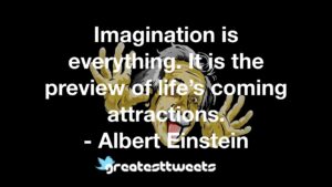 Imagination is everything. It is the preview of life’s coming attractions. - Albert Einstein