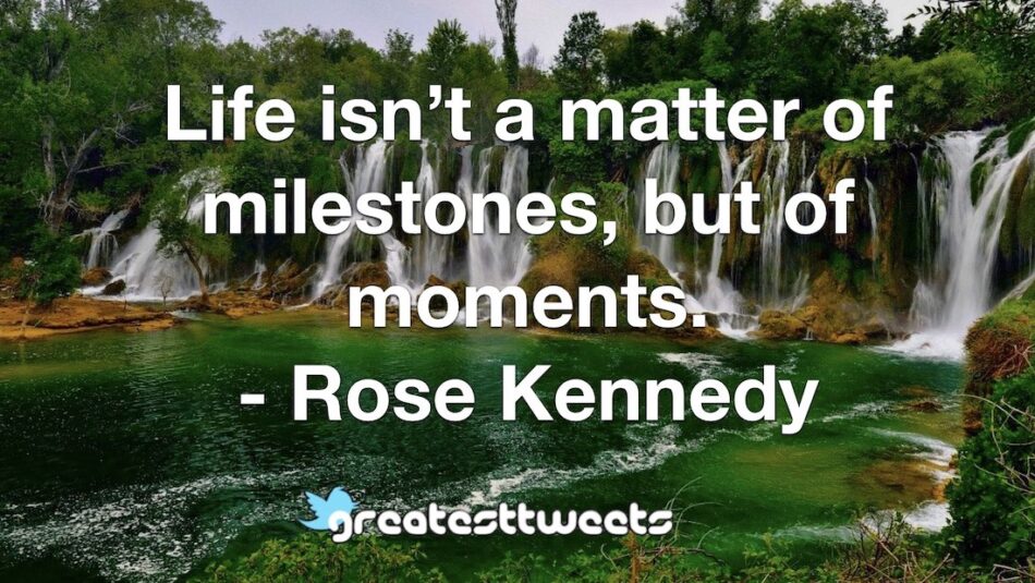 Life isn’t a matter of milestones, but of moments. - Rose Kennedy