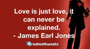 Love is just love, it can never be explained. - James Earl Jones