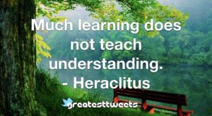 Much learning does not teach understanding. - Heraclitus