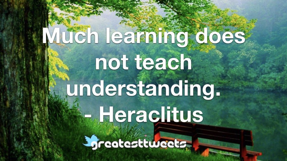 Much learning does not teach understanding. - Heraclitus