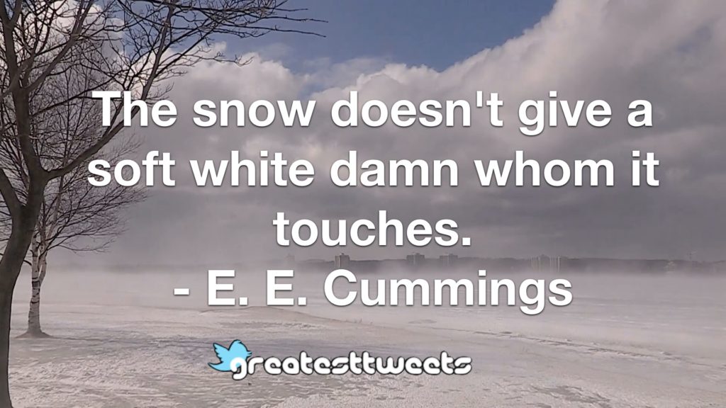The snow doesn't give a soft white damn whom it touches. - E. E. Cummings