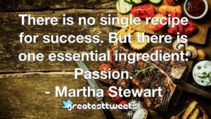 There is no single recipe for success. But there is one essential ingredient: Passion. - Martha Stewart