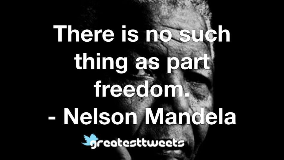 There is no such thing as part freedom. - Nelson Mandela