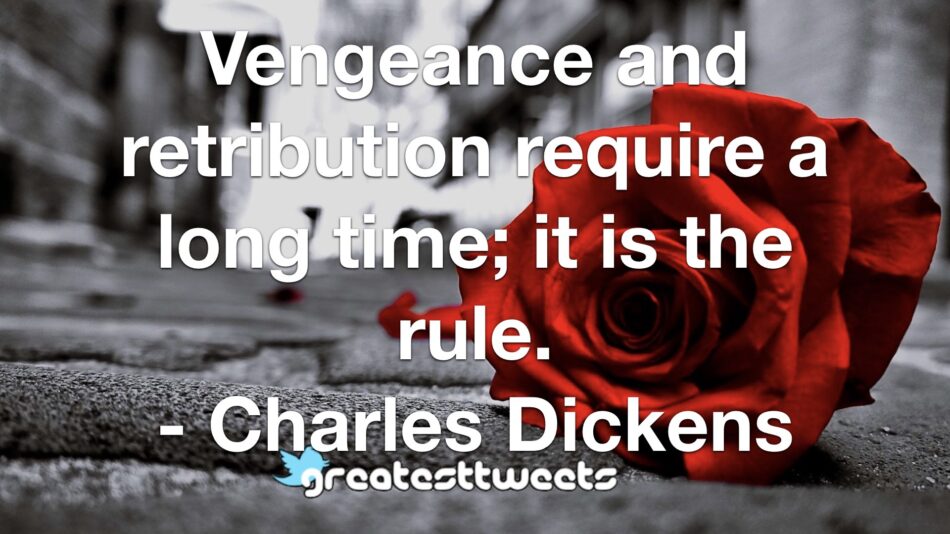 Vengeance and retribution require a long time; it is the rule. - Charles Dickens