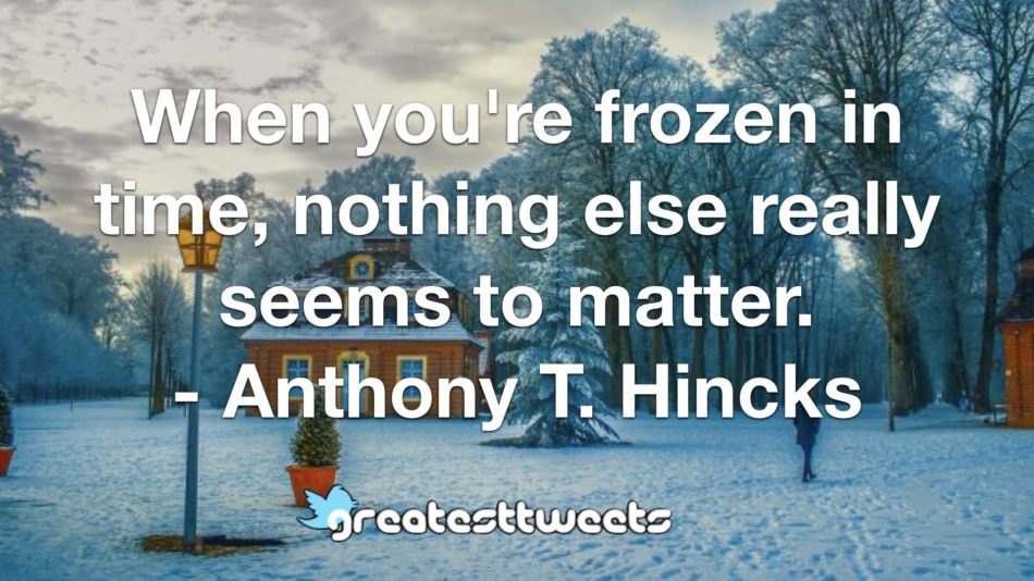 When you're frozen in time, nothing else really seems to matter. - Anthony T. Hincks