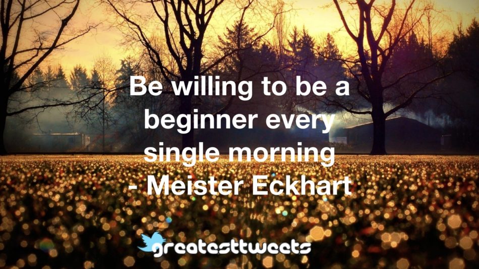 Be willing to be a beginner every single morning - Meister Eckhart