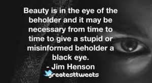 Beauty is in the eye of the beholder and it may be necessary from time to time to give a stupid or misinformed beholder a black eye. - Jim Henson