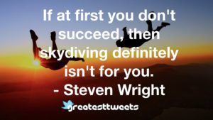 If at first you don't succeed, then skydiving definitely isn't for you. - Steven Wright