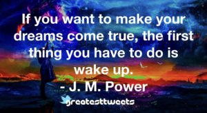 If you want to make your dreams come true, the first thing you have to do is wake up. - J. M. Power