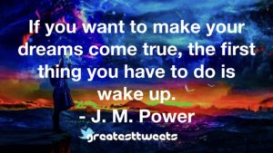 If you want to make your dreams come true, the first thing you have to do is wake up. - J. M. Power