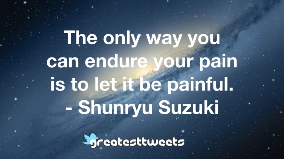 The only way you can endure your pain is to let it be painful. - Shunryu Suzuki