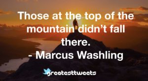 Those at the top of the mountain didn’t fall there. - Marcus Washling