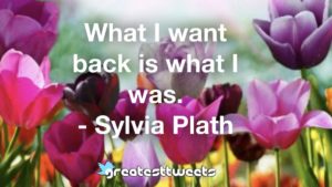 What I want back is what I was. - Sylvia Plath