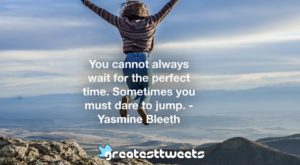You cannot always wait for the perfect time. Sometimes you must dare to jump. - Yasmine Bleeth
