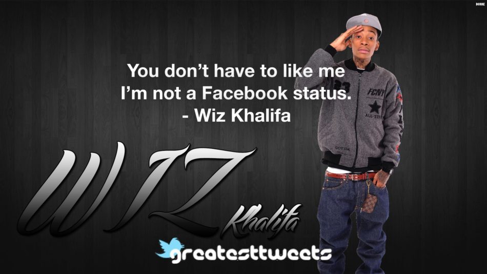 You don’t have to like me I’m not a Facebook status. - Wiz Khalifa