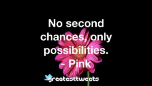 No second chances, only possibilities. - Pink