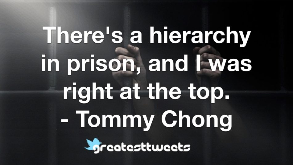 There's a hierarchy in prison, and I was right at the top. - Tommy Chong