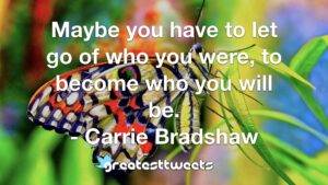 Maybe you have to let go of who you were, to become who you will be. - Carrie Bradshaw