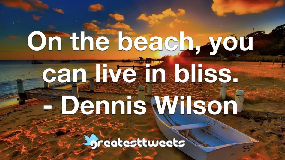 On the beach, you can live in bliss. - Dennis Wilson