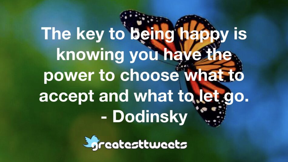 The key to being happy is knowing you have the power to choose what to accept and what to let go. - Dodinsky