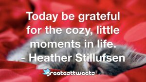 Today be grateful for the cozy, little moments in life. - Heather Stillufsen