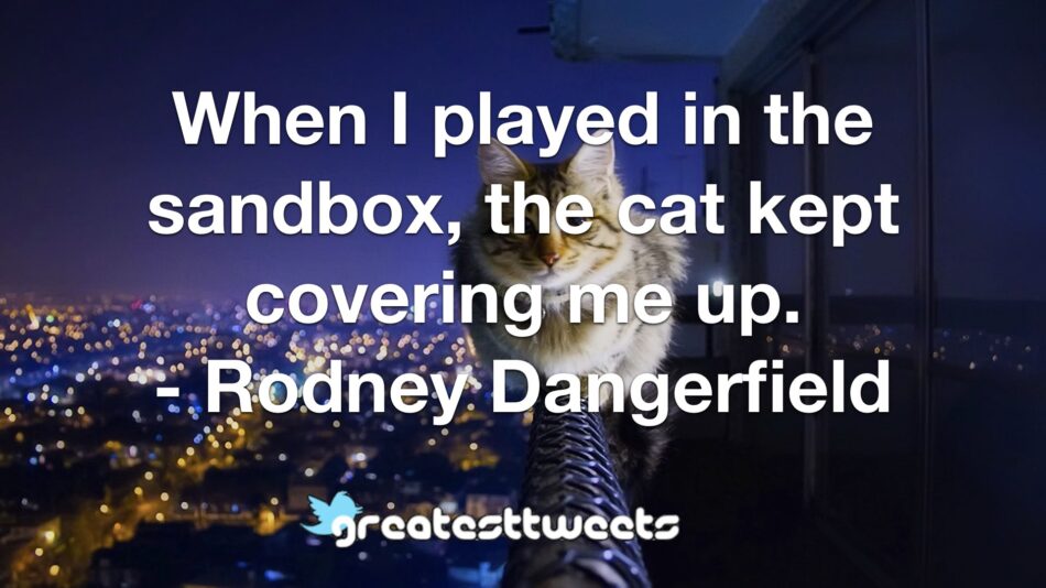 When I played in the sandbox, the cat kept covering me up. - Rodney Dangerfield