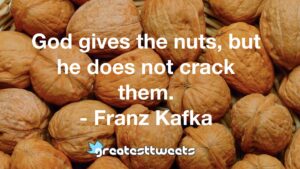 God gives the nuts, but he does not crack them. - Franz Kafka